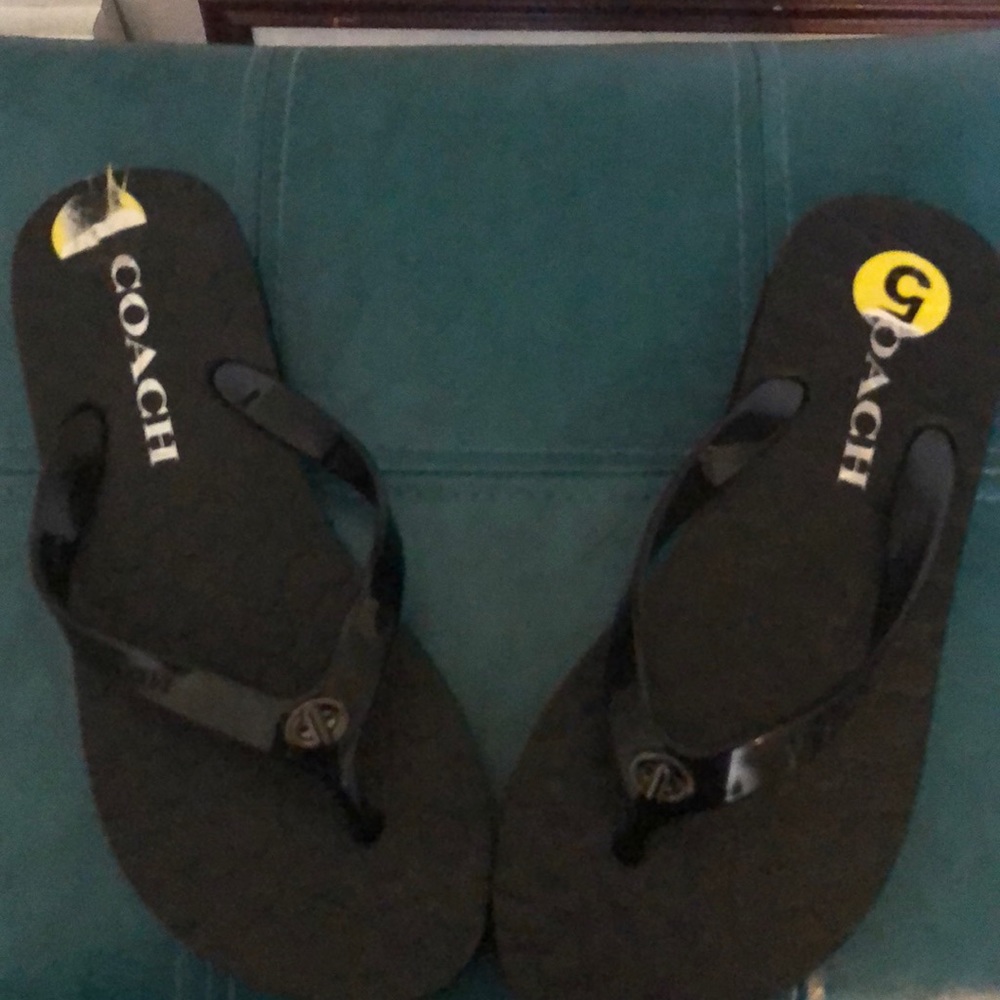 Super cute  Coach Black Rubber Thong Flip Flop